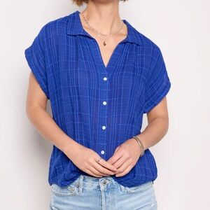 Cloth & Stone Anthropologie Textured Plaid Shirt Coastal Cottagecore Medium